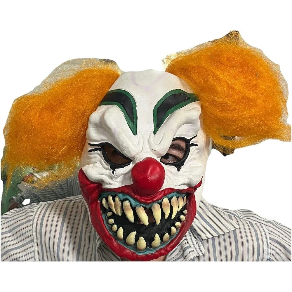 Scary Evil Clown Mask By Seasons Creepy Halloween Latex Costume Horror Cosplay